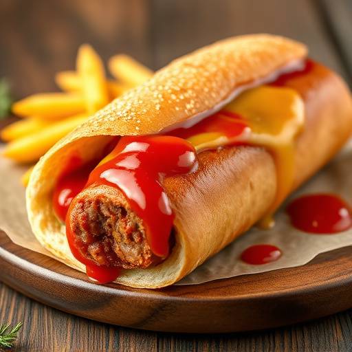 A juicy Boerewors roll served on a fresh roll with tomato sauce and mustard