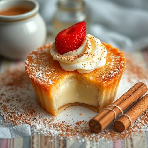 A plate of Melktert, a traditional milk tart with a cinnamon dusting.