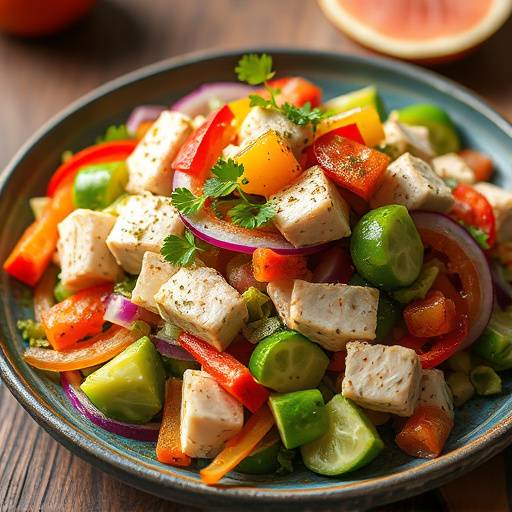 Image of a colourful atchar chicken salad
