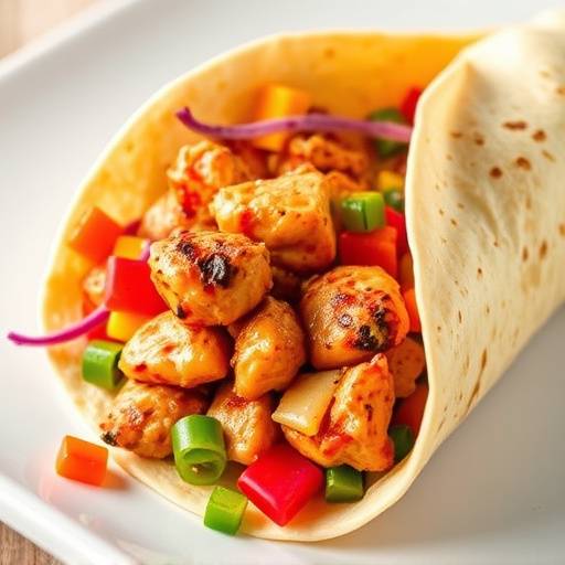 Image of a vibrant Chicken Wrap with a South African twist