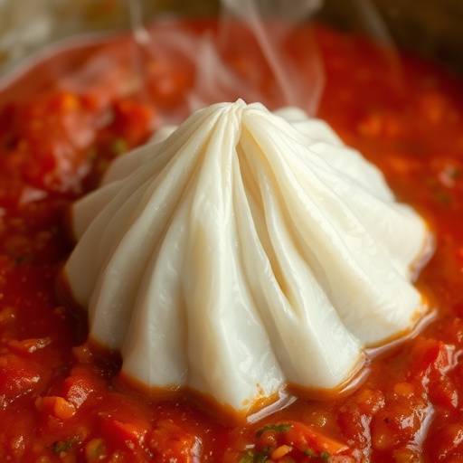 Image of steaming hot Pap with flavorful tomato sauce